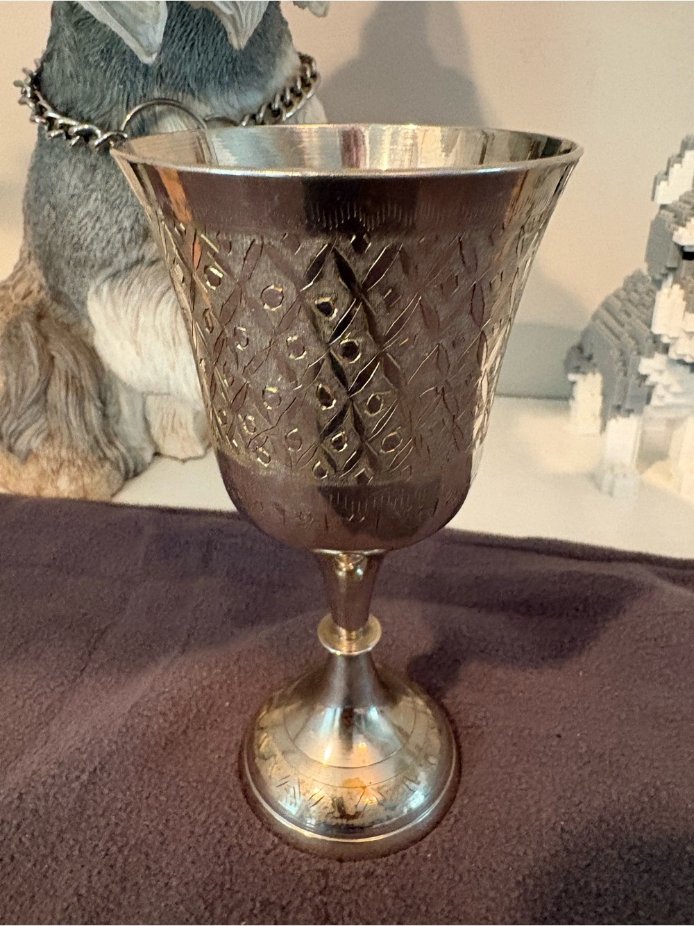 Vintage Decorama Etched Silver plated Goblet